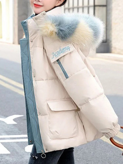 Fotvotee Χειμερινό παλτό Γυναικεία με κουκούλα Κορεάτικη μόδα Παχύ Ζεστά Παλτό Κομψό Puffer Jacket Vintage Streetwear Ρούχα