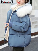 Fotvotee ziemas jaka sieviešu mētelis ar kapuci, sabiezina siltu parku 2023. gada ikdienas eleganti lielizmēra mēteļi korejiešu modes ielas apģērbā