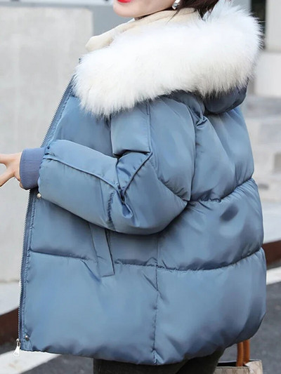 Fotvotee ziemas jaka sieviešu mētelis ar kapuci, sabiezina siltu parku 2023. gada ikdienas eleganti lielizmēra mēteļi korejiešu modes ielas apģērbā