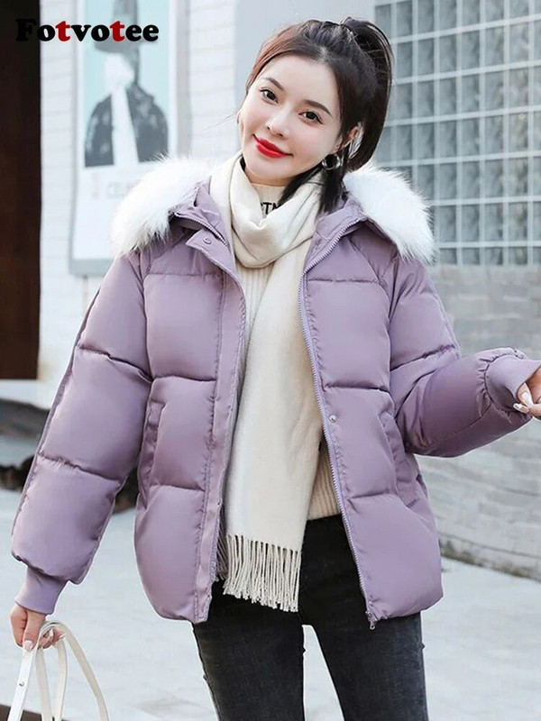 Fotvotee ziemas jaka sieviešu mētelis ar kapuci, sabiezina siltu parku 2023. gada ikdienas eleganti lielizmēra mēteļi korejiešu modes ielas apģērbā