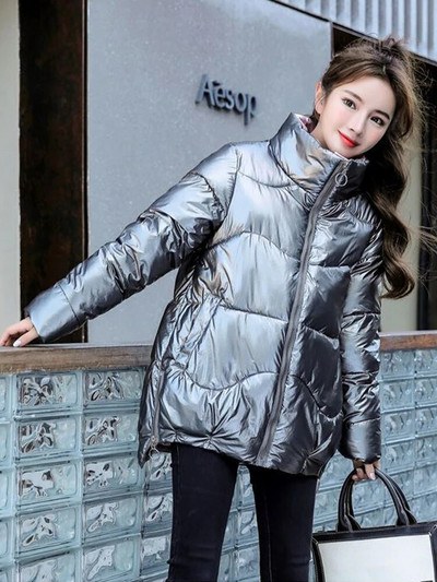 Fotvotee Χειμερινά Ρούχα Γυναικεία Παρκά Στάντ Γιακά Φερμουάρ κάτω Μπουφάν Κορεάτικη μόδα Casual Streetwear Κομψά παλτό υπερμεγέθη