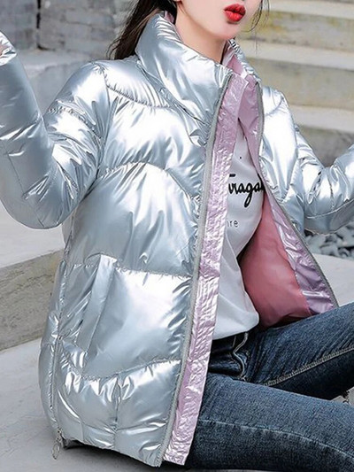 Fotvotee Χειμερινά Ρούχα Γυναικεία Παρκά Στάντ Γιακά Φερμουάρ κάτω Μπουφάν Κορεάτικη μόδα Casual Streetwear Κομψά παλτό υπερμεγέθη