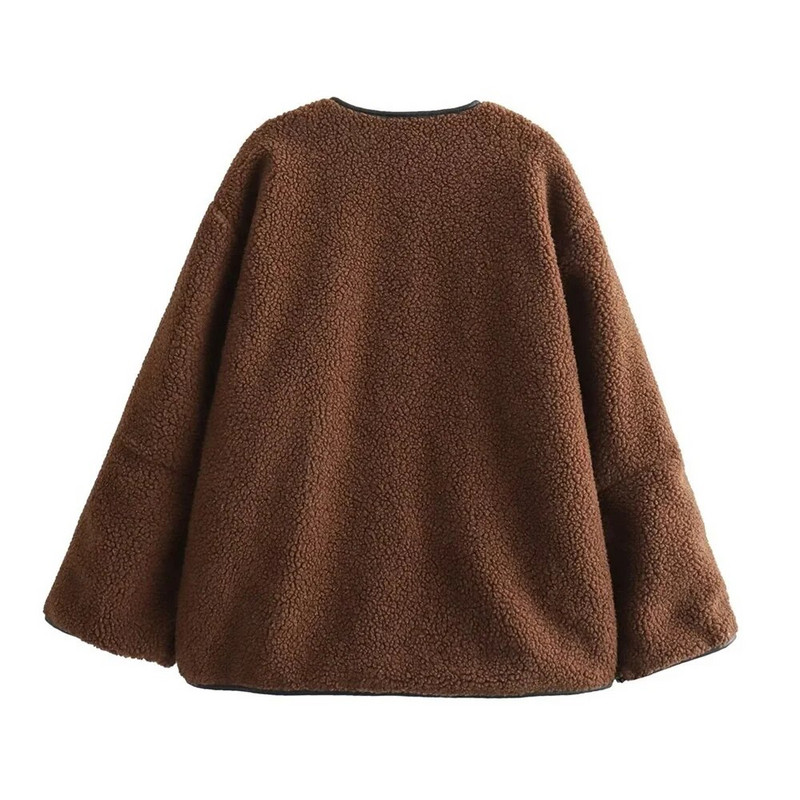 UNIZERA2023 Χειμερινό Νέο Γυναικείο Casual Χαλαρό Γούνινο παλτό με στρογγυλή λαιμόκοψη μακρυμάνικο πολυχρηστικό παλτό