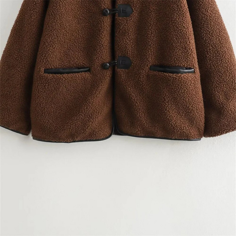 UNIZERA2023 Χειμερινό Νέο Γυναικείο Casual Χαλαρό Γούνινο παλτό με στρογγυλή λαιμόκοψη μακρυμάνικο πολυχρηστικό παλτό