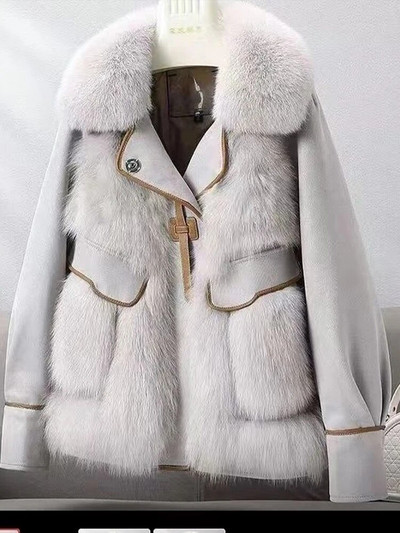 Fotvotee Mākslīgās kažokādas Sieviešu jakas Biezas Siltas Virsdrēbes Korejiešu modes Apkakle Ikdienas Eleganti Sieviešu Apģērbi Mēteļi