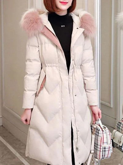 Fotvotee ziemas jaka sieviešu mēteļi ar kapuci, gara pufera jaka bieza silta parka vintage Streetwear virsdrēbes Elegants mētelis