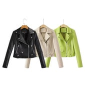 2023 téli új női alkalmi sokoldalú pólógallér, hosszú ujjú, egyszínű műbőr kabát