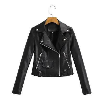 2023 téli új női alkalmi sokoldalú pólógallér, hosszú ujjú, egyszínű műbőr kabát