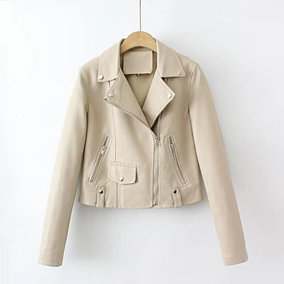 2023 téli új női alkalmi sokoldalú pólógallér, hosszú ujjú, egyszínű műbőr kabát