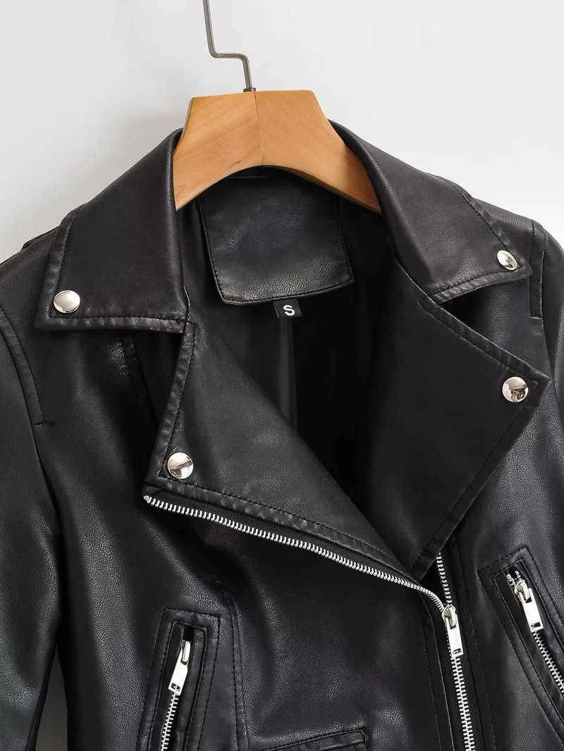 2023 téli új női alkalmi sokoldalú pólógallér, hosszú ujjú, egyszínű műbőr kabát