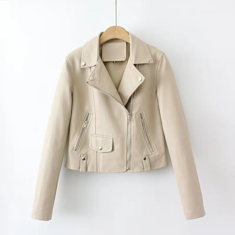 2023 téli új női alkalmi sokoldalú pólógallér, hosszú ujjú, egyszínű műbőr kabát