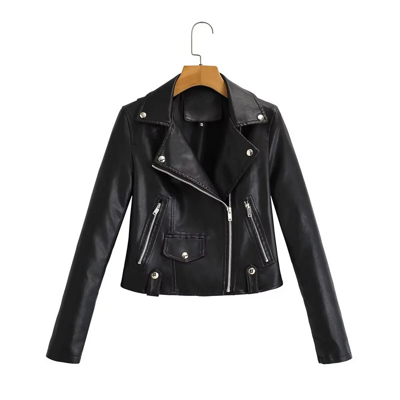 2023 téli új női alkalmi sokoldalú pólógallér, hosszú ujjú, egyszínű műbőr kabát