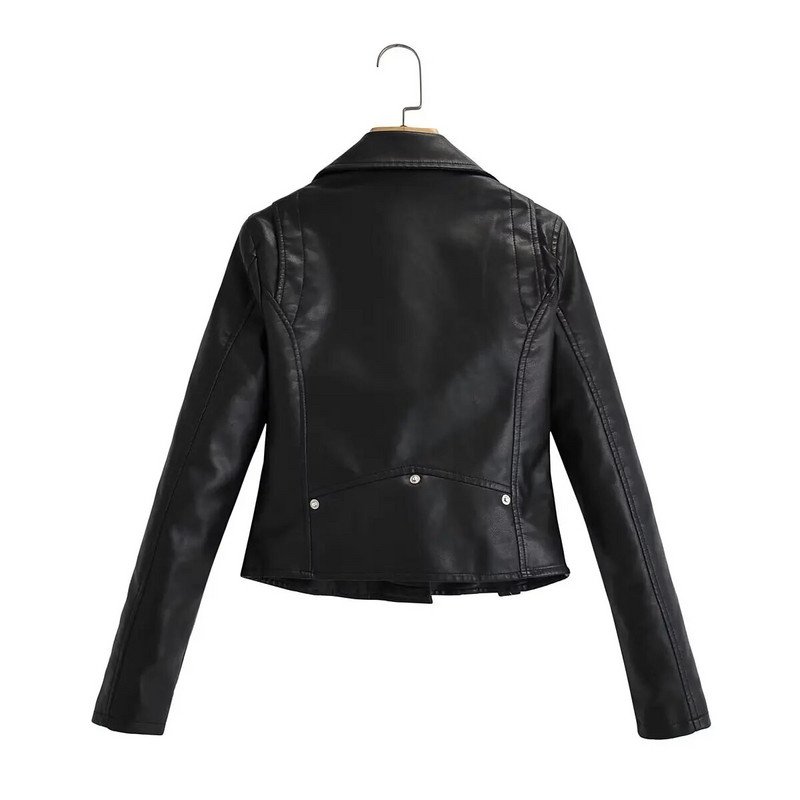 2023 téli új női alkalmi sokoldalú pólógallér, hosszú ujjú, egyszínű műbőr kabát