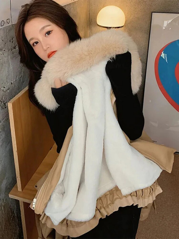 Stilinga negabaritinė PU odinė striukė, moteriška miela korėjietiška vilna, šilta, stora, trumpa paltai, moteriška dirbtinės avienos vilnos striukės moteriškos parkas