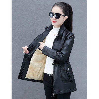 Csúcskategóriás temperamentum bőr női őszi és téli új karcsú és öregedésgátló divatos szabadidő polár melegen tartásra. Kabát Tide