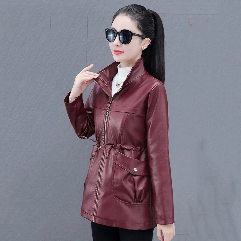 Csúcskategóriás temperamentum bőr női őszi és téli új karcsú és öregedésgátló divatos szabadidő polár melegen tartásra. Kabát Tide