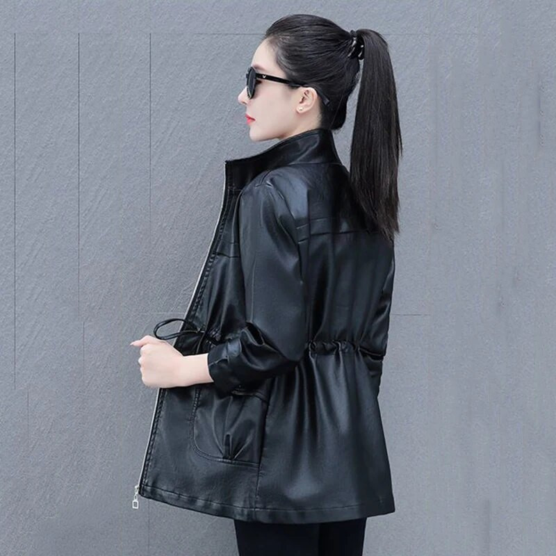 Csúcskategóriás temperamentum bőr női őszi és téli új karcsú és öregedésgátló divatos szabadidő polár melegen tartásra. Kabát Tide