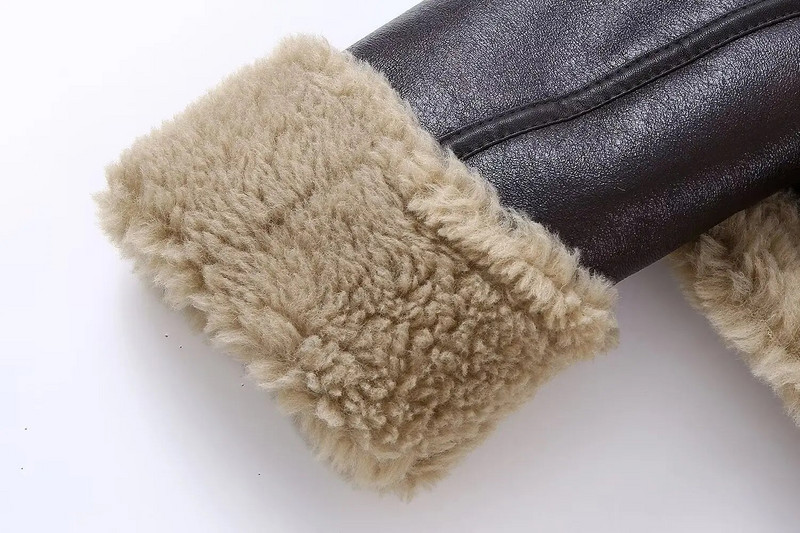 Sieviešu ziemas mētelis īss PU ādas mētelis iekšējais spalvu atloks rāvējslēdzējs brīvs jaka Ārdrēbes ar garām piedurknēm 39965