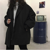 Gidyq Γυναικεία ψεύτικα μάλλινα παλτό Φθινοπωρινή μόδα Streetwear Bf Loose Jacket Casual Κορεάτικο Γυναικείο Χοντρό ζεστό ανάμεικτο πανωφόρι Νέο