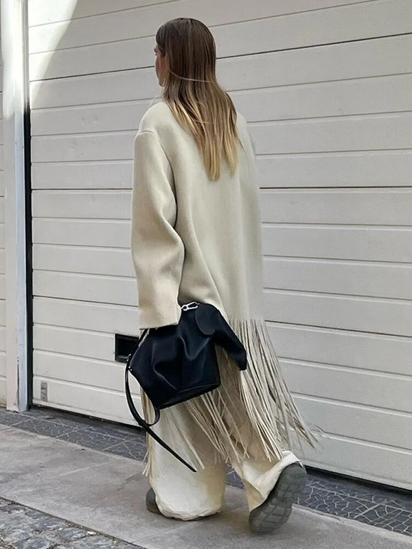 Pušķis Apricot sieviešu mētelis elegants rudens sieviešu mēteļi ar garām piedurknēm.