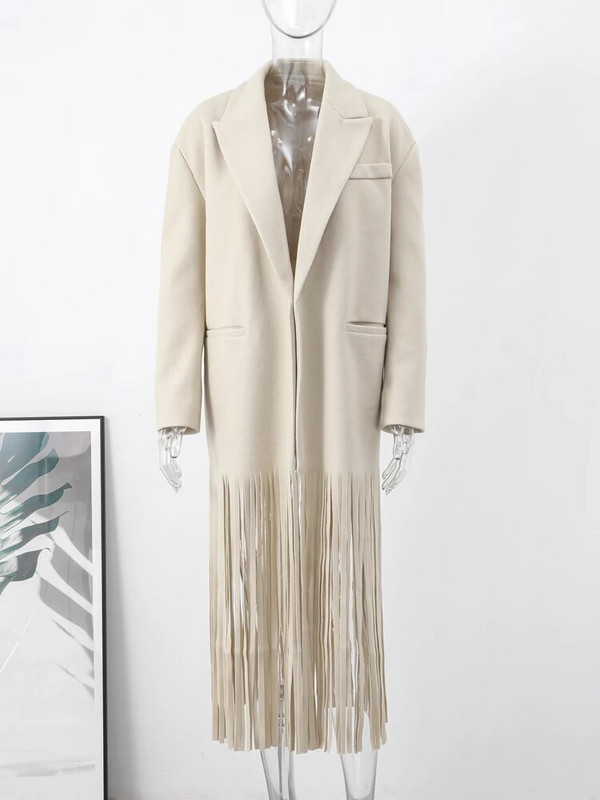 Pušķis Apricot sieviešu mētelis elegants rudens sieviešu mēteļi ar garām piedurknēm.