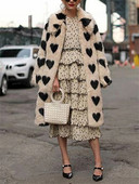 2022. gada ziemas Sieviešu silts mākslīgās kažokādas mētelis Mīlestības raksts Sieviešu garais mētelis Apkakle Sieviešu silts plīša mētelis Klasisks brīvs mētelis