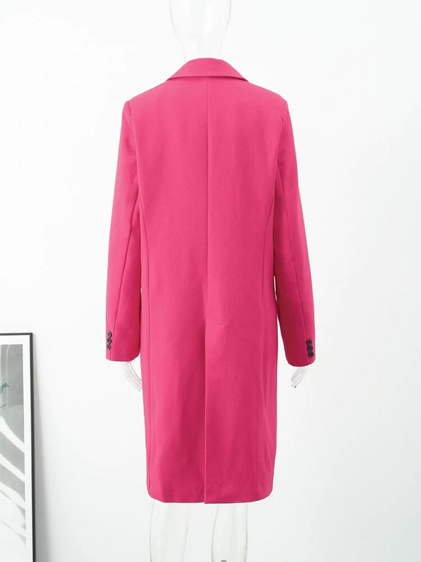 Sieviešu rožu sarkana divrindu garie mēteļi atloks ar garām piedurknēm modes sieviešu mēteļi rudens ziema elegants biroja sieviešu apģērbs