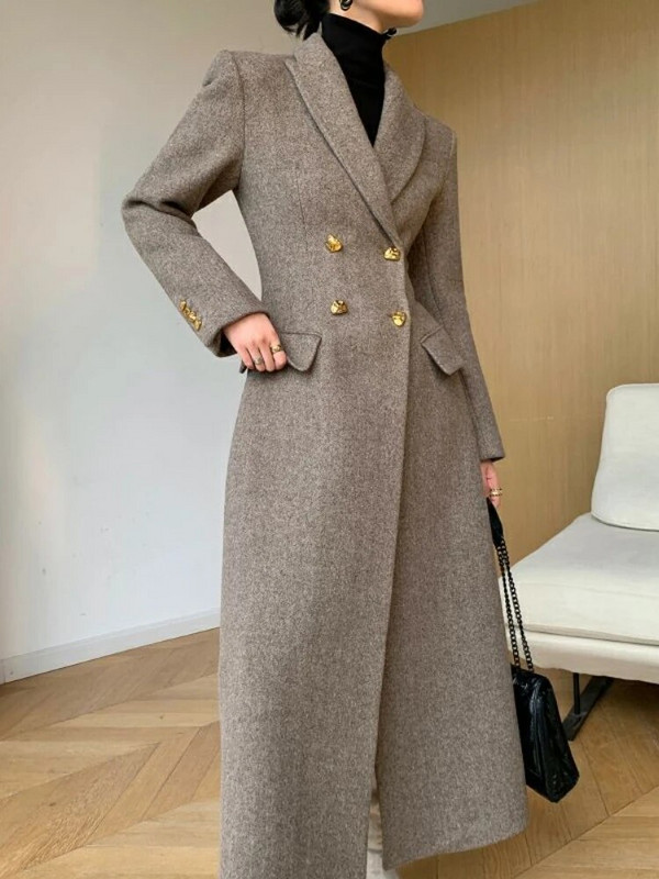 Kavos spalvos vilnonis kostiumas rudens ir žiemos Naujas retro aukščiausios klasės temperamentas, iki juosmens Vilnonis paltas paltas Moteriška žieminė striukė