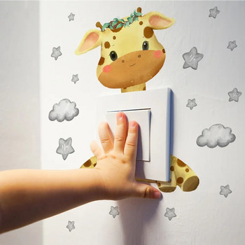 Сладък жираф мечка слон звезда превключвател стикер детска бебешка декорация на спалня самозалепващи тапети за домашен декор детски стикери за стена