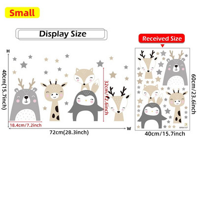 Desen animat Drăguț Leu Iepuraș Animale de Pădure Stele Autocolante de perete Urs Cerb Decalcoli de perete pentru camera de copii Camera de copii Creșă Mureturi dormitor