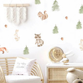 Rajzfilm erdei állat falmatricák babaszobához tapéta matrica aranyos róka barna medve falmatricák óvodai lakberendezés