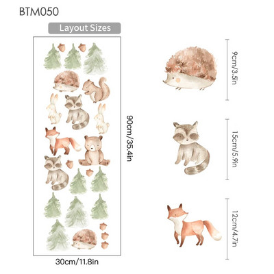 Rajzfilm erdei állat falmatricák babaszobához tapéta matrica aranyos róka barna medve falmatricák óvodai lakberendezés