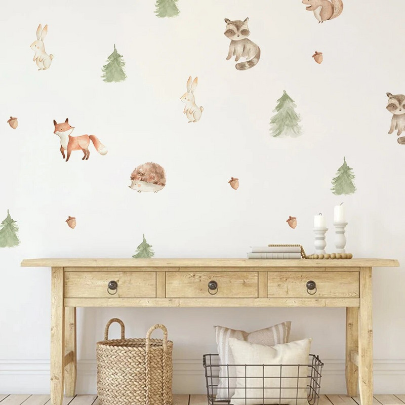Rajzfilm erdei állat falmatricák babaszobához tapéta matrica aranyos róka barna medve falmatricák óvodai lakberendezés