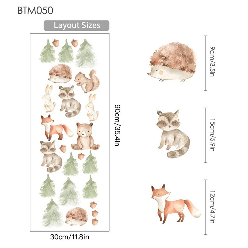 Rajzfilm erdei állat falmatricák babaszobához tapéta matrica aranyos róka barna medve falmatricák óvodai lakberendezés