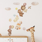 Jauka multfilma dzīvnieks lauva lapsa trusis balons bērnudārza sienas uzlīmes bērnu istabām bērnu istabas dekori sienu uzlīmes tapetes