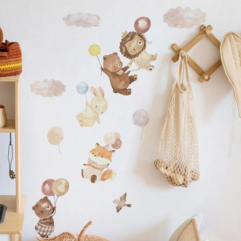 Сладко анимационно животно, лъв, лисица, заек, балон, стикери за стена за детска стая за детски стаи Декорация на бебешка стая Декорация на стени Тапети
