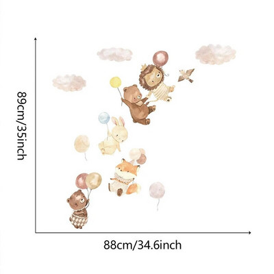 Jauka multfilma dzīvnieks lauva lapsa trusis balons bērnudārza sienas uzlīmes bērnu istabām bērnu istabas dekori sienu uzlīmes tapetes