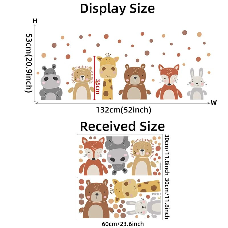 Karikatūra Boho bērnu dzīvnieki Lācis Žirafe Sienas Uzlīmes Bērnu istabai Bērnu istabas Sienas Uzlīmes Guļamistabas Mājas Dekoratīvā uzlīme