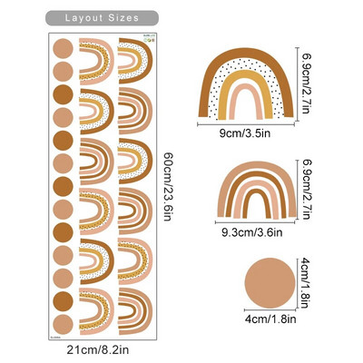 Boho Rainbows Polk Dots Debesys Sienų lipdukai Nuimami vaikų darželio meno lipdukai Nulupkite ir lipdukai, skirti vaikų kambariui, mergaičių miegamajam, namų dekoravimui