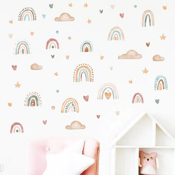 1PC Boho Colo Rainbow Cloud Star Стикери за стена за водоустойчиви подвижни PVC детска стая Декорация на дома в детска градина