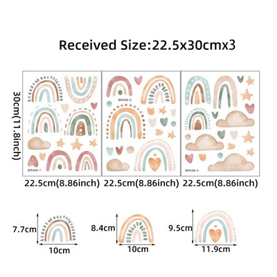 1PC Boho Colo Rainbow Cloud Star Стикери за стена за водоустойчиви подвижни PVC детска стая Декорация на дома в детска градина