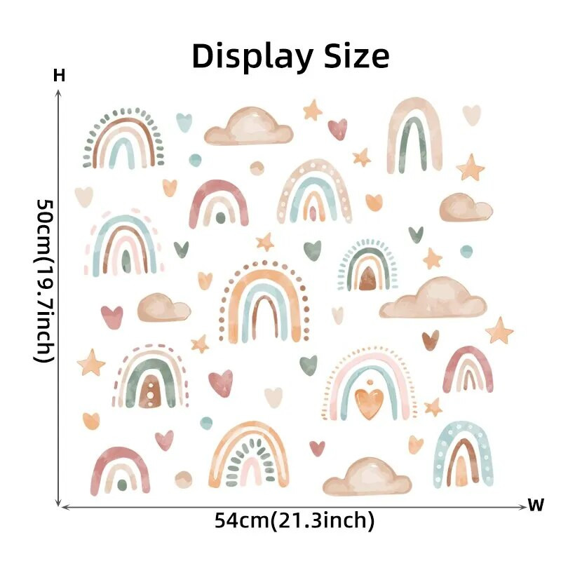1PC Boho Colo Rainbow Cloud Star Стикери за стена за водоустойчиви подвижни PVC детска стая Декорация на дома в детска градина