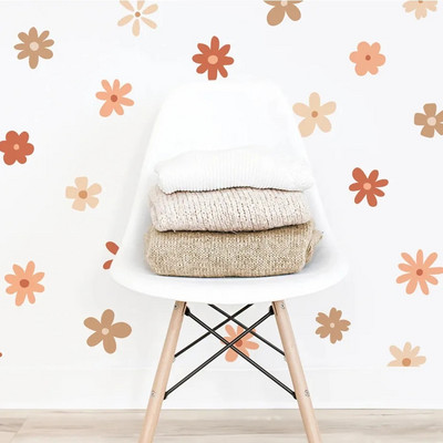 Boho Daisy gėlių sienų lipdukai Vaikų vaikų darželio vinilo sienelės meno lipdukai, kūdikių lupimas ir lipdukai, mergaičių kambario interjeras namų dekoras