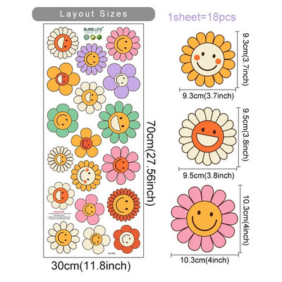 Boho rajzfilm mosolygó virágok Rózsaszín barna fali matricák gyerekszoba fali matricák baba óvodai matricák nappali lány hálószoba