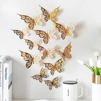 12 бр. 3D декорация на стени с куха пеперуда 3 размера Декорация на пеперуда Куха резба Пеперуда Изискан дизайн Декорации за парти торта
