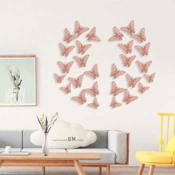 12 бр./лот нови 3D кухи златни сребърни стикери за стена пеперуда Арт декорации за дома Стикери за стена за парти Сватбен дисплей Магазин