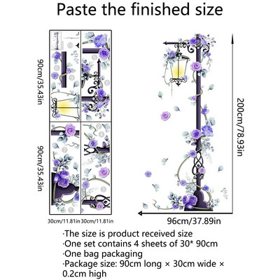 4gab Lielas ielas gaiši violetas rozes ziedu uzlīmes viesistabas guļamistabas fona dekoratīvās sienas uzlīmes tapetes Ms3093