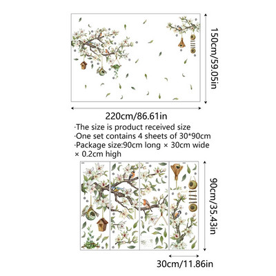 4gabstādu Zari Ziedi Putni Lapkoki Sienu uzlīmes Dzīvojamās istabas Guļamistabas Fona Siena Mājas Dekoratīva Sienas Uzlīme Ms6316