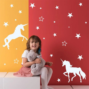Стикери със светещи звезди за декор на детска стая Стикер за стена с животни за деца Аксесоари за декорация на еднорог за дома Едро на етикета