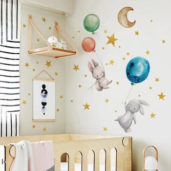 Διακοσμητικά αυτοκόλλητα τοίχου με φωτεινά αυτοκόλλητα τοίχου με λαγουδάκι κινουμένων σχεδίων που λάμπουν στο σκοτάδι για παιδικό δωμάτιο σαλονιού νηπιαγωγείο Διακοσμητικά αυτοκόλλητα